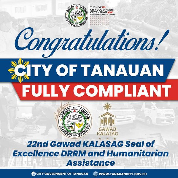 CONGRATULATIONS CITY OF TANAUAN! “2022 𝑮𝑨𝑾𝑨𝑫 𝑲𝑨𝑳𝑨𝑺𝑨𝑮 𝑨𝑾𝑨𝑹𝑫𝑬𝑬”