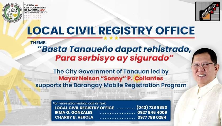 𝐀𝐍𝐔𝐍𝐒𝐘𝐎 𝐓𝐀𝐍𝐀𝐔𝐄Ñ𝐎 | 𝐌𝐨𝐛𝐢𝐥𝐞 𝐑𝐞𝐠𝐢𝐬𝐭𝐫𝐚𝐭𝐢𝐨𝐧 for Local Civil Registry