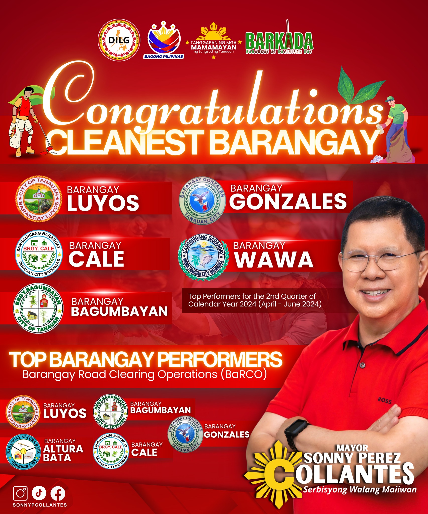 Cleanest Barangay at Top Performers sa 2nd Quarter ng Calendar Year 2024
